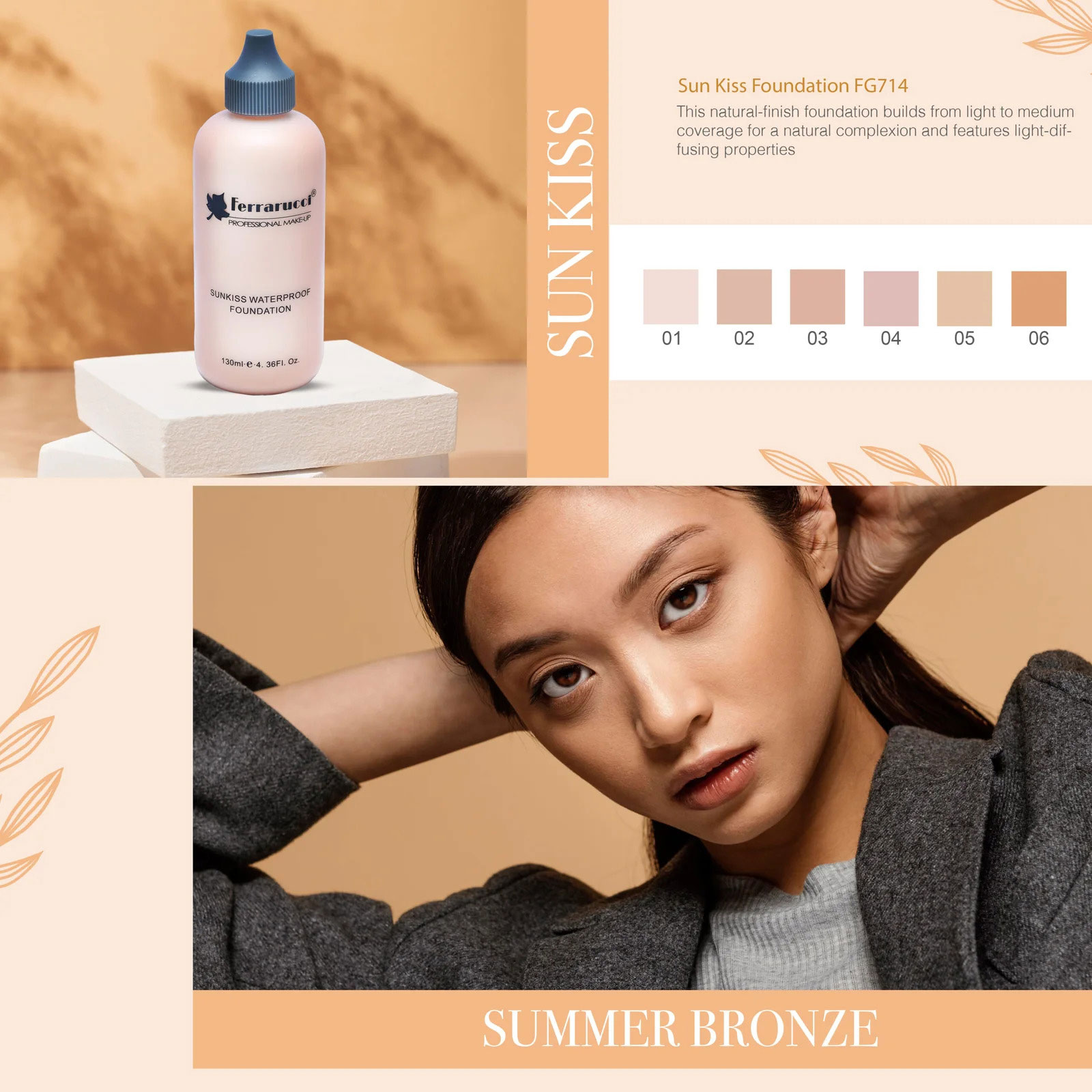 کرم پودر فراروسی مدل سان کیس Ferrarucci Sunkiss