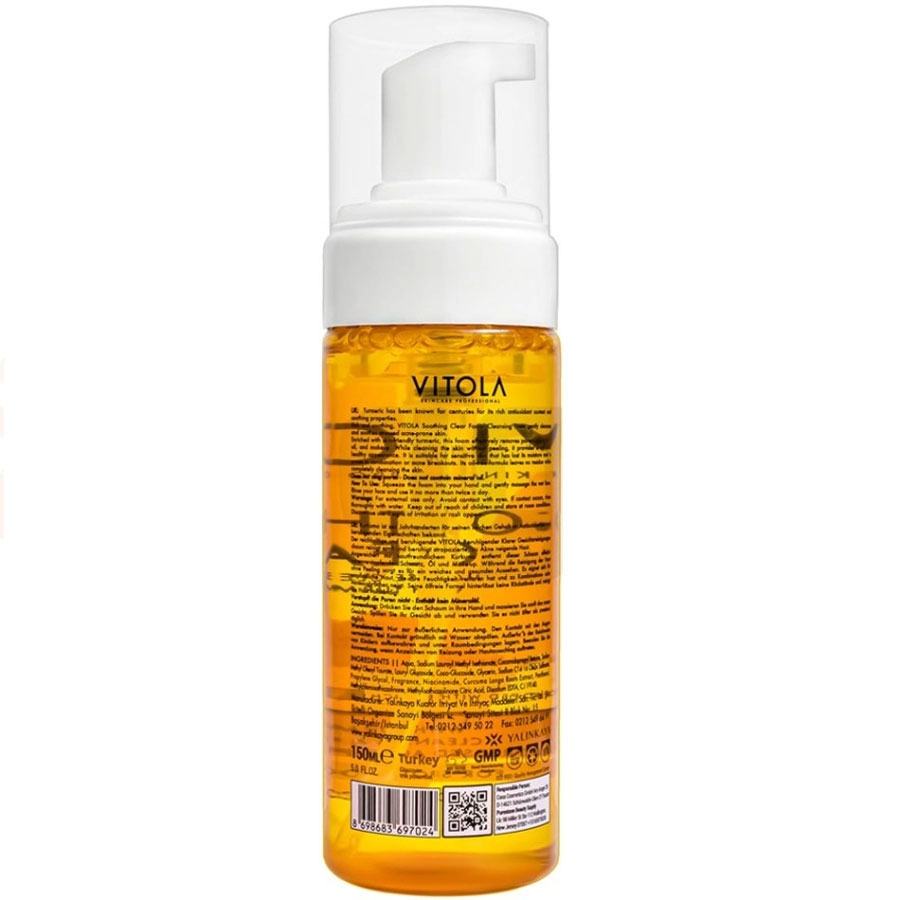 فوم شستشو زردچوبه ویتولا مدل Soothing clear vitola